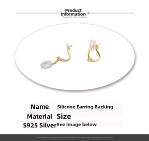 Detailansicht S925 Sterling Silber Ohrclip mit Silikonpolster für DIY Schmuckherstellung