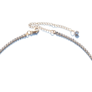 Elegant gold necklace with sparkling white rhinestones and adjustable lobster clasp chain