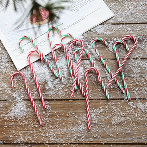 Set of 12 red and green striped candy cane ornaments for Christmas tree decoration