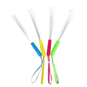 Colorful LED fiber optic wands for concerts with blue, yellow, red, and green handles