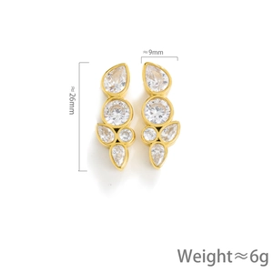 Elegant gold titanium steel teardrop earrings featuring sparkling cubic zirconia stones