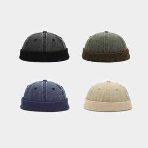 Retro Docker Hat Washed Cotton Brimless Cap Adjustable Miki Hat Japanese Style Urban Streetwear For Men And Women