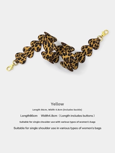 Leopard print heart-shaped microfiber bag strap with golden snap hooks 86x4.8cm