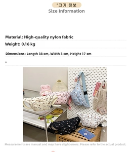 Detailed size chart for nylon dachshund waist bags showing multiple cute color options