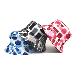 Abstract Geometric Print Bucket Hat Polyester Wide Brim Sun Protection Modern Artistic Fashion Unisex Outdoor Travel