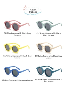Collection of flexible silicone round sunglasses for toddlers in six assorted matte colors