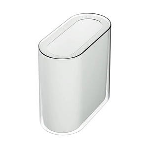 Modern transparent oval press-top narrow trash can for home kitchen and bathroom