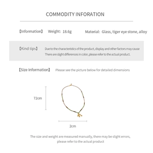 Detailed size specifications for the vintage tiger eye horse pendant sweater necklace