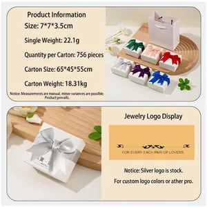 Elegant white jewelry gift box set with colorful satin bows for rings and necklaces