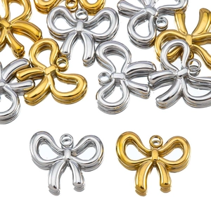 Golden and silver stainless steel bow pendants for DIY jewelry and earrings making