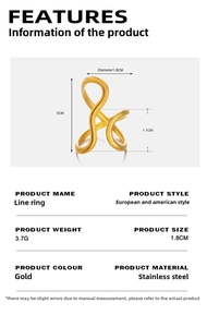 Detail specifications of 18K gold plated stainless steel ring with 3cm height and 3.7g weight