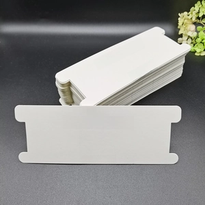 White cardboard jewelry display cards for headbands and necklaces with hanging hole