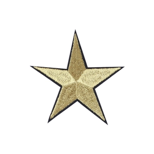 High-density gold and black embroidered star patch for clothing and accessories