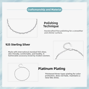 Detail of s925 sterling silver chain with manual polishing and white gold plating finish