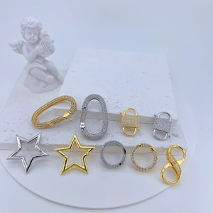 Micro Pave Cubic Zirconia Jewelry Connectors Clasps Copper Geometric Star Heart DIY Necklace Bracelet Making Findings