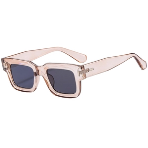 Vintage oversized square sunglasses with translucent nude frames and dark lenses