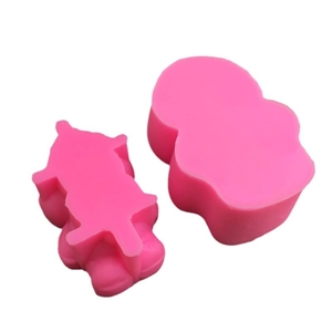 Pink 3D cartoon cat silicone mousse cake and ice cream mold on white background