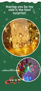 Detail of butterfly LED string lights showing warm yellow and multicolor festive lighting
