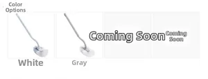 Detail view of long-handled curved toilet brush available in white and grey options