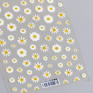5D Relief White Daisy Nail Art Stickers Japanese Style Ultra Thin Self Adhesive Frosted Floral Nail Decals For Women DIY