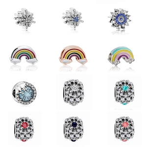 Alloy Rhinestone Enamel DIY Beads Charms For Jewelry Making Bracelet Necklace Rainbow Snowflake Flower Design Accessories