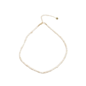 Elegant natural freshwater pearl necklace with gold clasp and minimalist round pendant