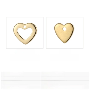 Detail showing dimensions and specs for heart-shaped stainless steel DIY pendants