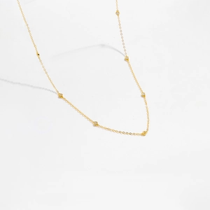 Minimalist S925 sterling silver gold necklace with sparkling circular cubic zirconia