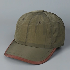 Casquette de baseball olive en nylon à séchage rapide avec bordure marron élégante