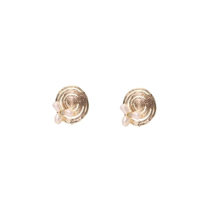 Vintage style gold spiral earrings with natural pearls and 18k plating for women