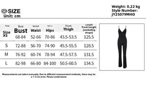 Size chart for lace-up sexy bodysuit showing measurements in cm for sizes XS to L