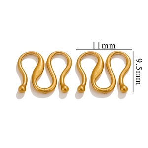 Detailed view of 11mm by 9.5mm gold S-shaped stainless steel jewelry clasp connectors