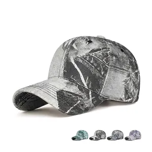 Casquette De Baseball Vintage Distressed En Coton Camouflage Acid Wash Protection Solaire Chapeau Réglable Unisexe