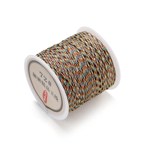 Detailed macro view of 0.8mm polyester braided cord rolls for DIY jewelry making