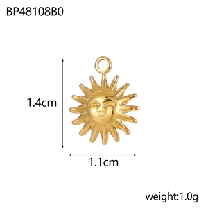 Detailansicht des Sonnenanhängers aus Edelstahl mit Maßen von 1,4 cm x 1,1 cm