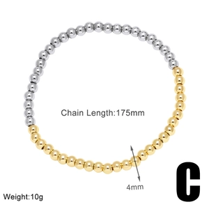 Detail view of 18k gold plated round beaded bracelet with 175mm length and 4mm beads