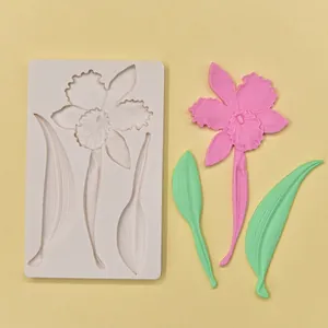 Detail der Blumen und Blätter Silikonform mit feinen Texturen für die Tortendekoration