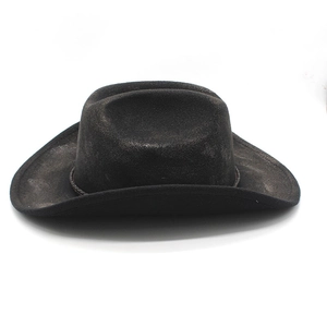 Detailed view of the woven band and curved brim on the black wool jazz fedora hat