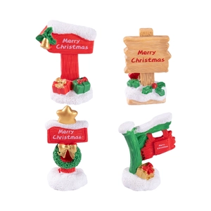 Miniature Christmas street signs DIY accessories with snowy base for festive decor