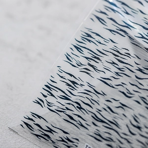 Japanese style 5D embossed tiger print nail stickers with black animal texture on clear film