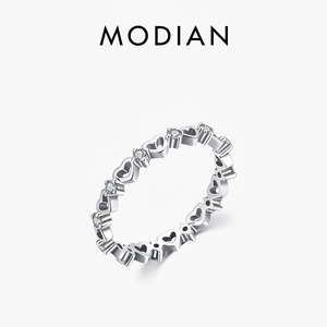 Bague Coeur Creux Argent Sterling 925 Micro Pavé Zircon Anneau Empilable Bijoux De Mode Cadeau Pour Femmes Romantique