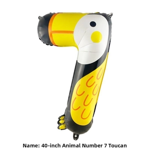 Detailed view of a 40-inch foil penguin number 7 balloon for kids birthday party decoration
