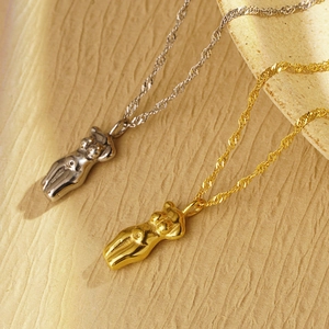 Artistic Venus torso necklace in gold and silver finish with wavy chain for women