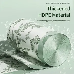 Thickened drawstring garbage bag roll with floral print and high-density HDPE material