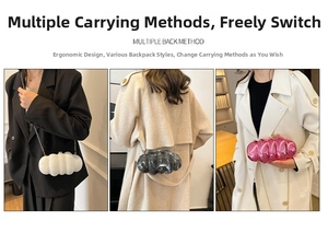 Acrylic clutch bag shown in three styles with marble patterns and metal chain straps