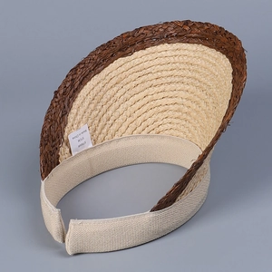 Stilvolles atmungsaktives Raffia-Stroh-Sonnenvisier für Damen mit beigem Gummiband