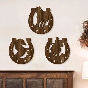 Decorazione Parete Legno Ferro Cavallo Silhouette Cavallo Cowboy Western Rustico Arte Da Appendere Casa Ufficio