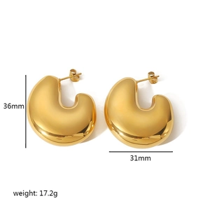 18K gold hollow bubble earrings with dimensions 36mm by 31mm and 17.2g weight