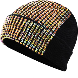 Bonnet En Tricot Avec Strass Chaud En Acrylique Côtelé Style Punk Cagoule D'Hiver Pour Hommes Femmes
