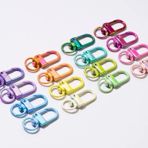 Colorful gradient metal lobster clasps and swivel spring rings for DIY keychains